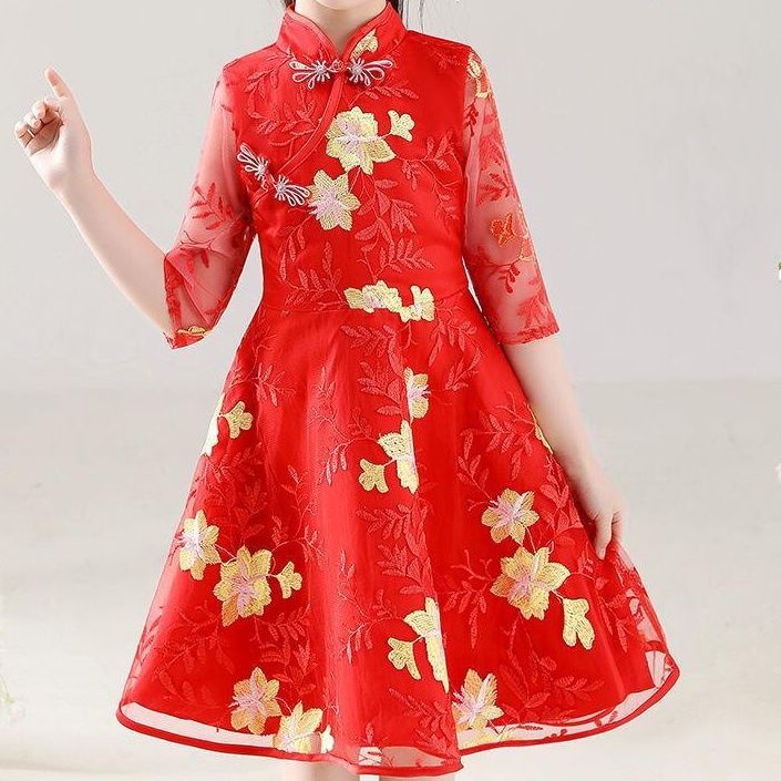 Đầm Sườn Xám Phong Cách Trung Hoa Thời Trang Xuân Hè Mới Cho Bé Gái