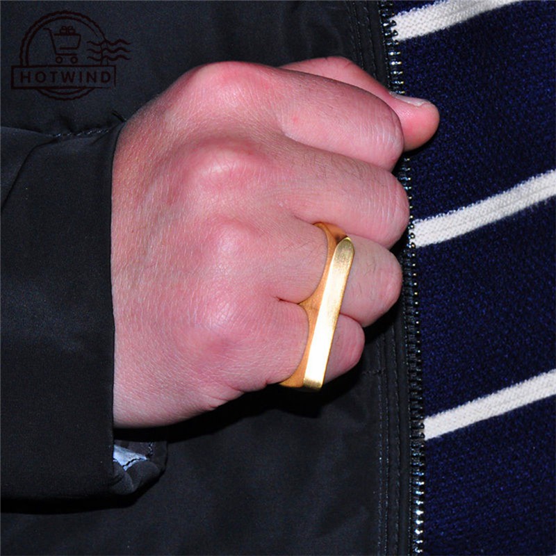 Nhẫn đeo hai ngón tay bằng thép không gỉ phong cách hip hop cá tính thời trang