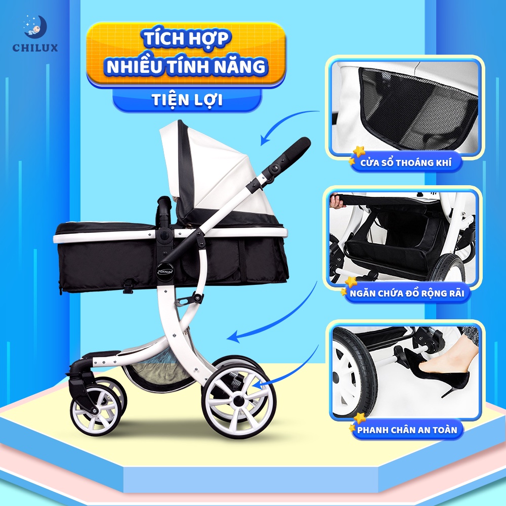 Xe đẩy nôi cho bé cao cấp Chilux S1.9 - Đa năng tiện lợi cho bé sử dụng - Bảo hành 3 năm