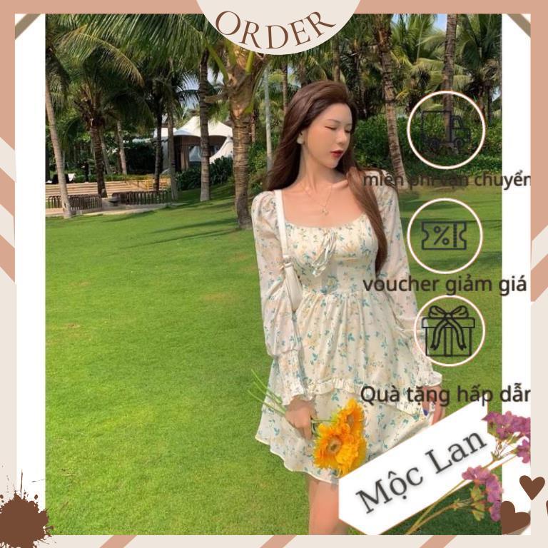 (MộcLan ORDER) Đầm xoè voan hoa nhí ulzzang tiểu thư công chúa xinh xắn/Váy bánh bèo trễ vai vintage retro - hàng chuẩn | BigBuy360 - bigbuy360.vn