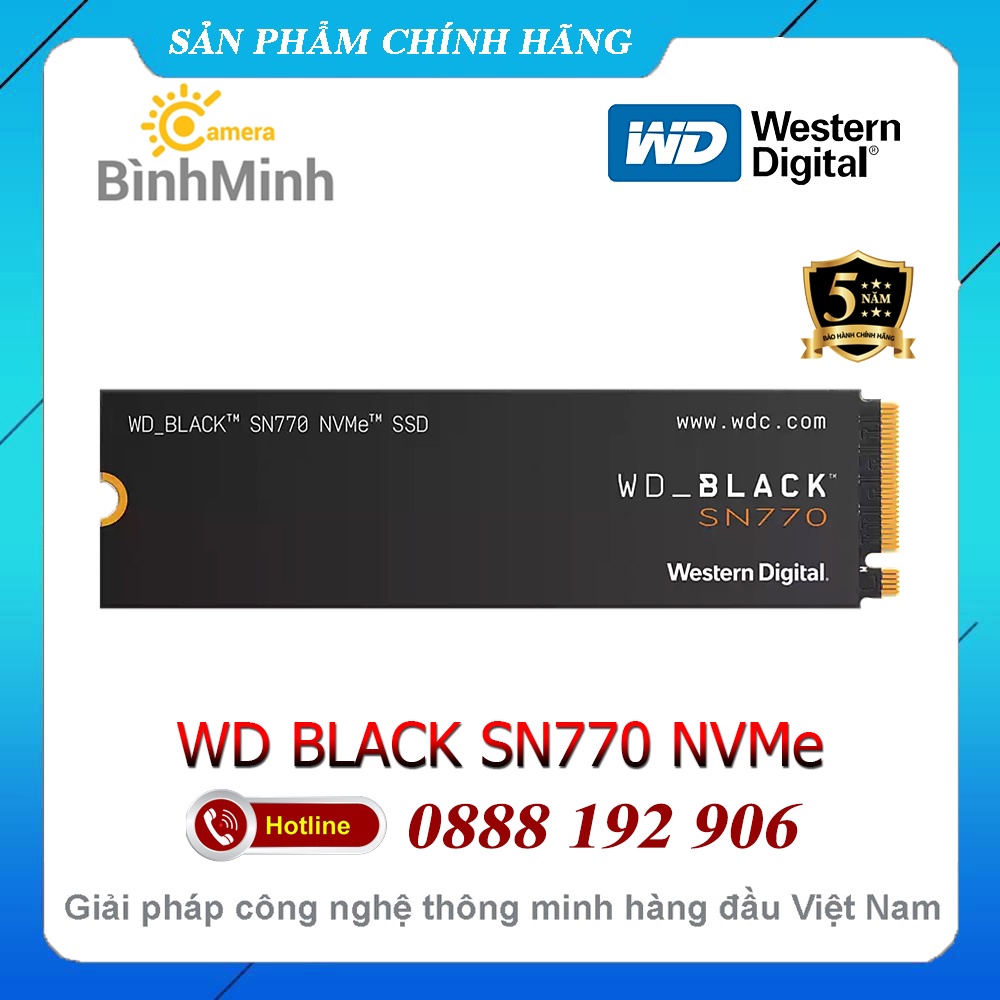 Ổ Cứng SSD 500GB 1TB WD Black SN770 NVMe M2 PCIe Gen 4 ×4 (WDS500G3X0E)