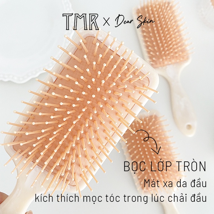 Lược Gỡ Rối Vân Marbling TMR Hair Comb Brush chống rụng, sấy tạo kiểu phồng tóc chuyên dụng