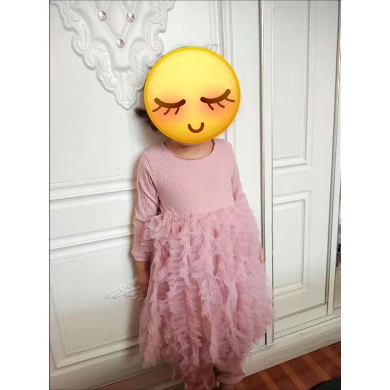 Váy thun xoè phối lưới tầng 2 nhiều màu cho bé gái  N00924