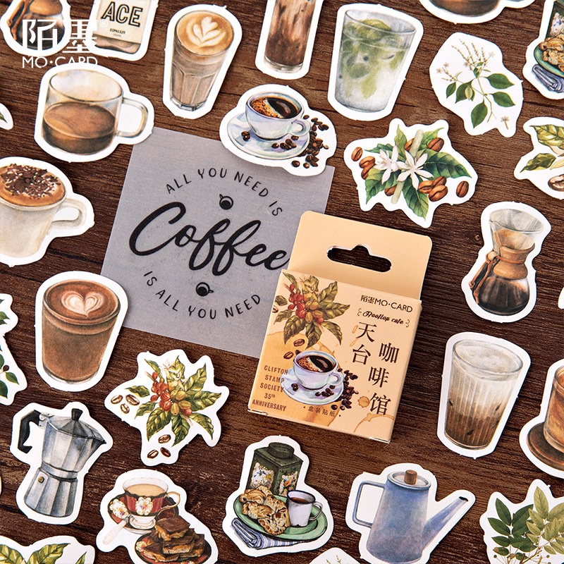 Set 45 miếng dán, sticker trang trí sổ, vật dụng chủ đề Vintage cực chất