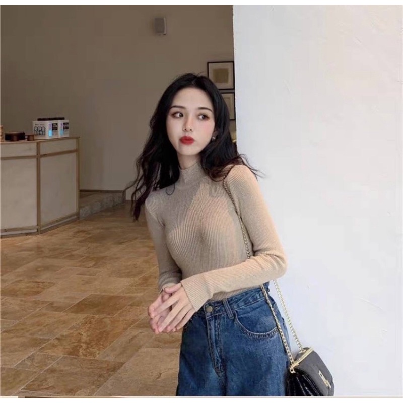 Áo len cổ lọ chất len tăm hàng loại 1