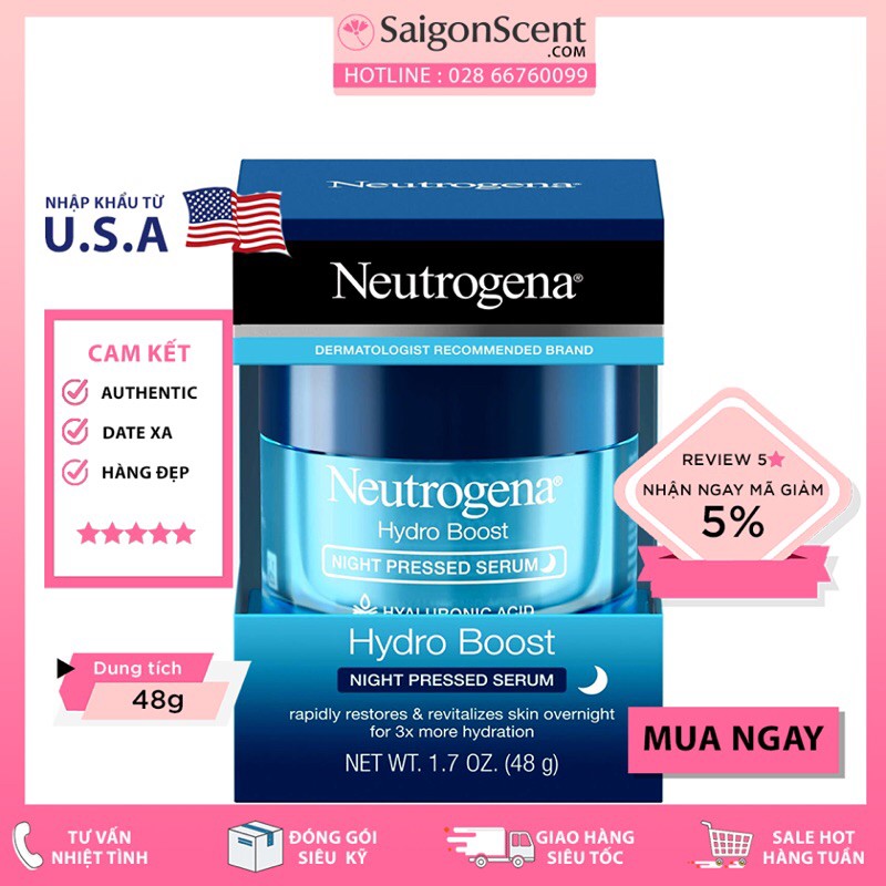 Tinh Chất Dưỡng Da Neutrogena Hydro Boost Night Pressed Serum ( 48g )