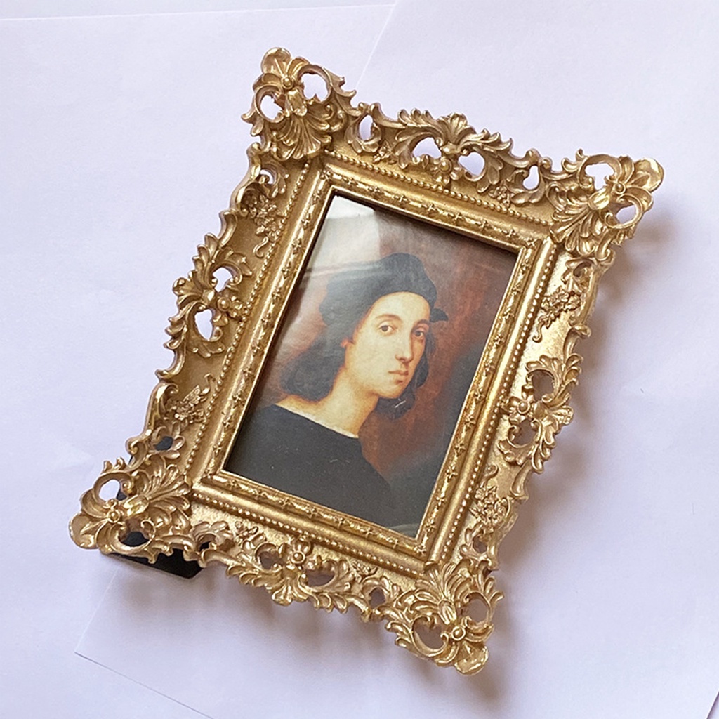 Khung Ảnh Nhựa Resin Hình Chữ Nhật Màu Vàng Để Bàn Trang Trí Nhà Cửa Đám Cưới