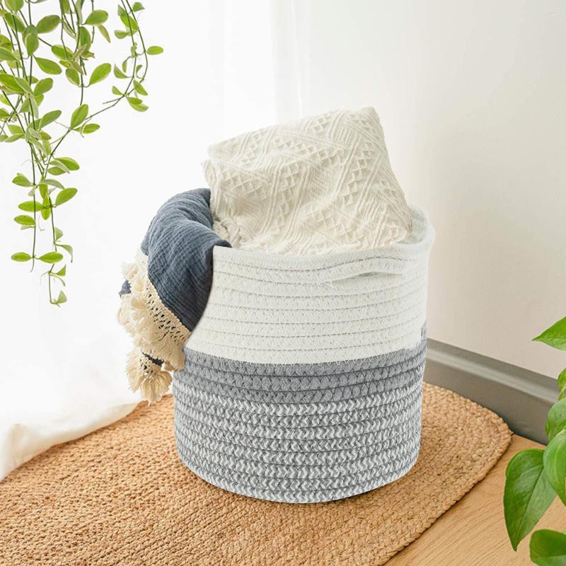 Giỏ làm chậu trồng cây chất liệu cotton cao cấp nhỏ gọn phong cách đơn giản thiết kế có lỗ cầm tay