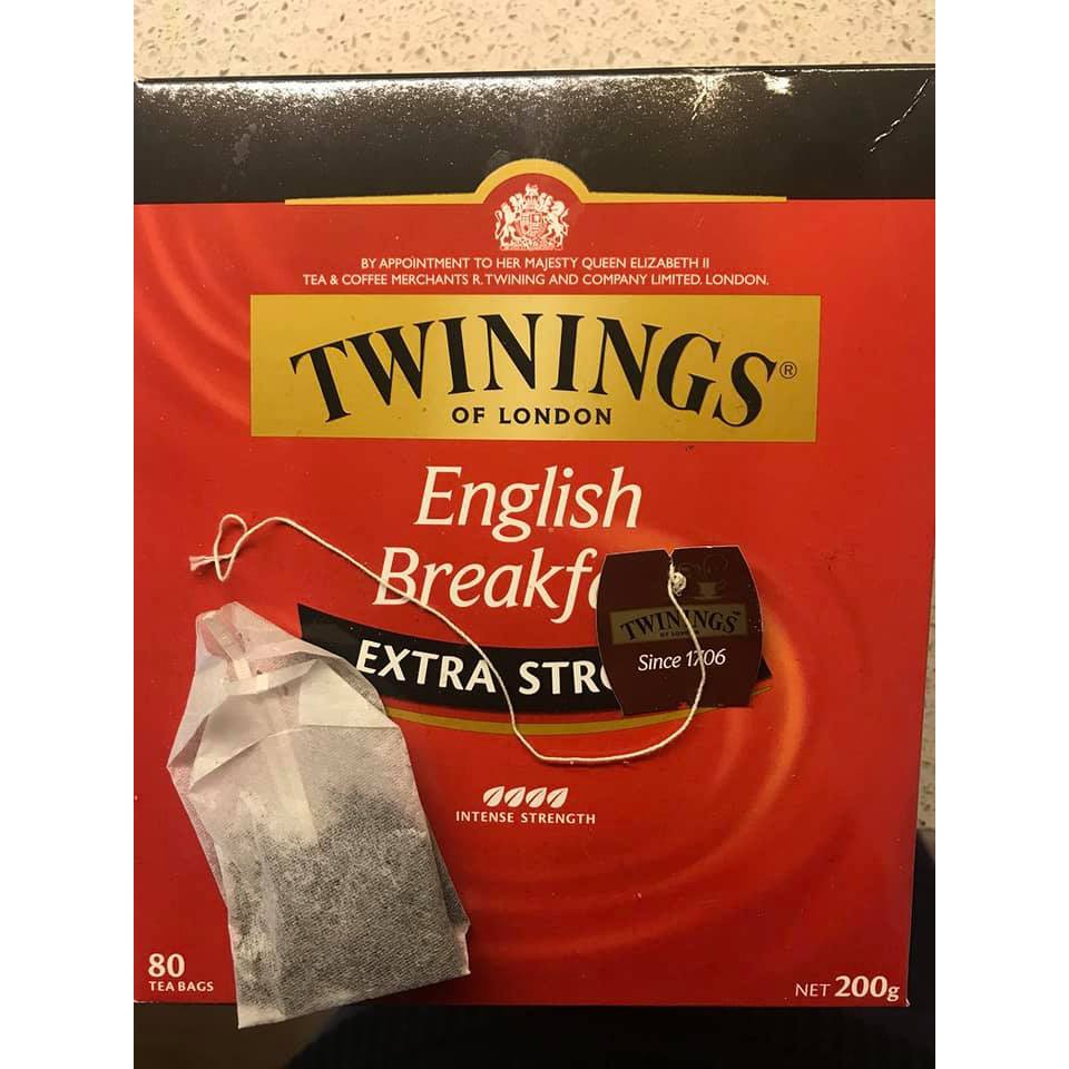 Trà túi lọc Twinings Of London English Breakfast Extra Strong - 80 gói (Dùng pha trà sữa, hồng trà,...)