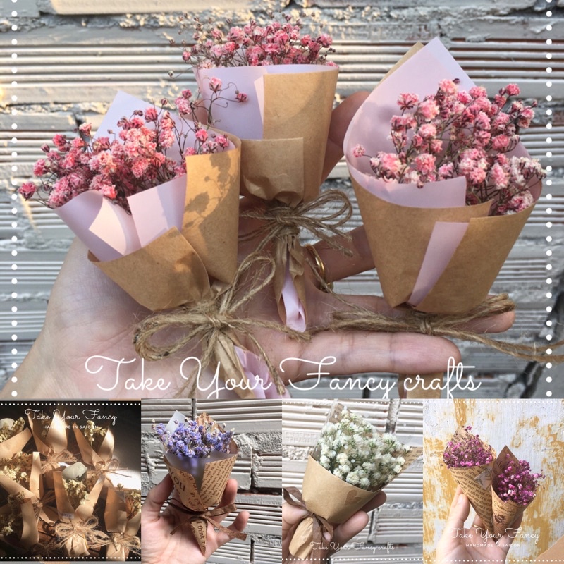 Bó Hoa Khô Mini Gói Giấy Kraft Baby🌿Sao✨