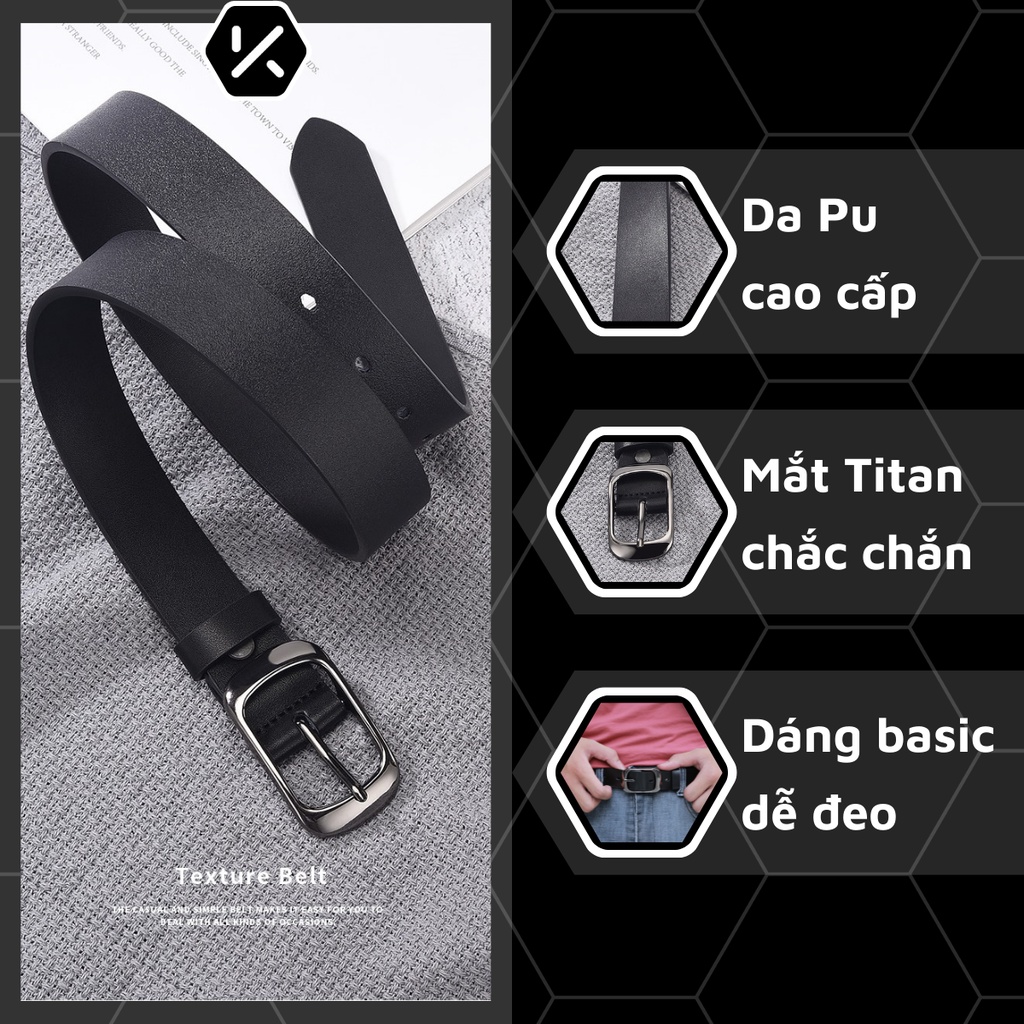 Thắt Lưng Nam Da Phong Cách Hàn Quốc Cao Cấp, Dây Nịt Lưng Da PU ForD Kuu Studio Màu Đen Đẹp Nam Nữ - Thắt Lưng ForD
