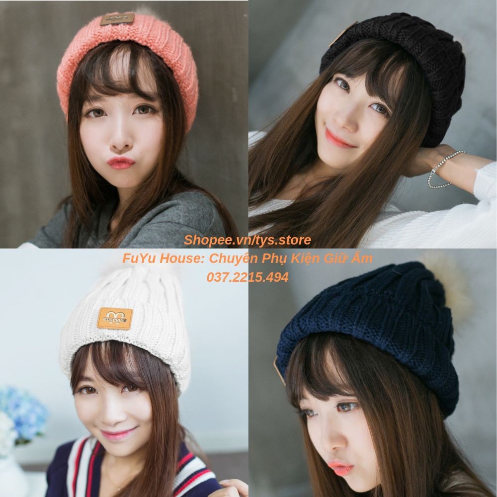 Mũ len nữ Moschino Hàn Quốc Vintage nhiều màu xinh xắn - FuYu House