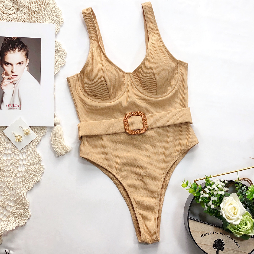 Bộ đồ đi bơi bikini một mảnh có khóa cài màu đen dành cho nữ | BigBuy360 - bigbuy360.vn