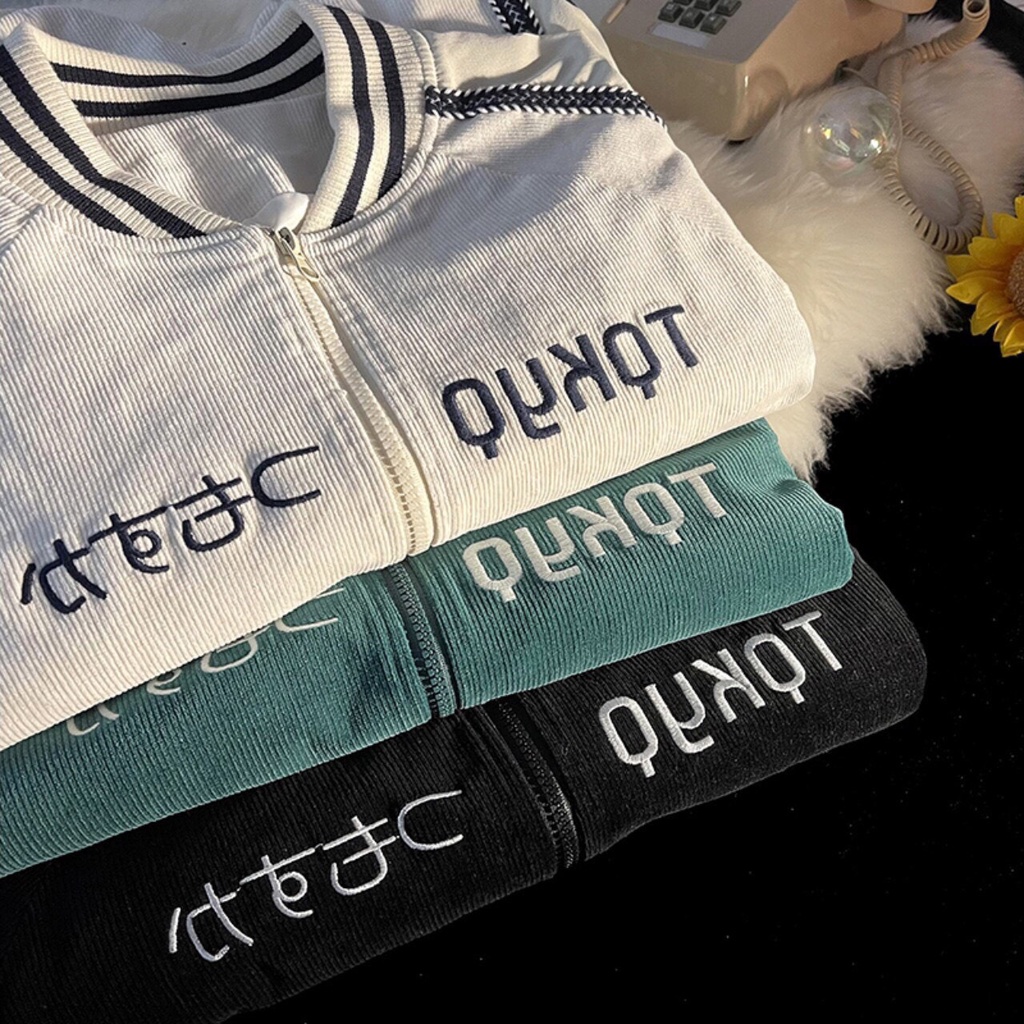 Áo Khoác Chất Nhung Tăm Cổ Tròn Tim Tay Chữ Nhật Nam Nữ Unisex Uzzlang