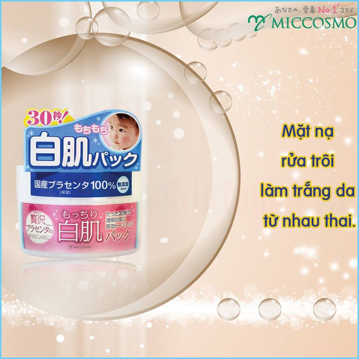 [Mỹ Phẩm Nhật Bản] Mặt Nạ Rửa Trôi Dưỡng Trắng Da Từ Nhau Thai White Label Hũ 130Gr | Tẩy Da Chết | Chính Hãng