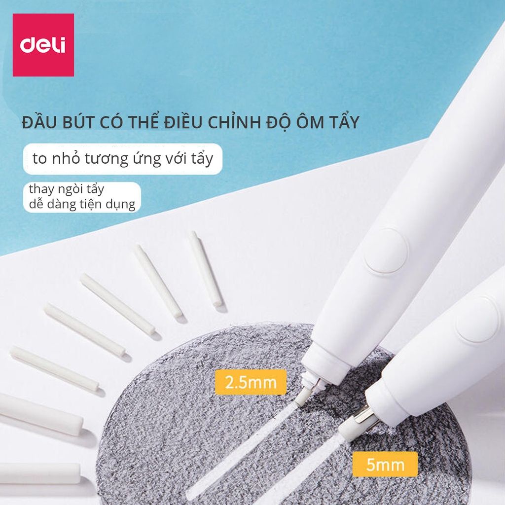 Bút tẩy điện Deli EH 02800 gồm 20 lõi tẩy thay thế