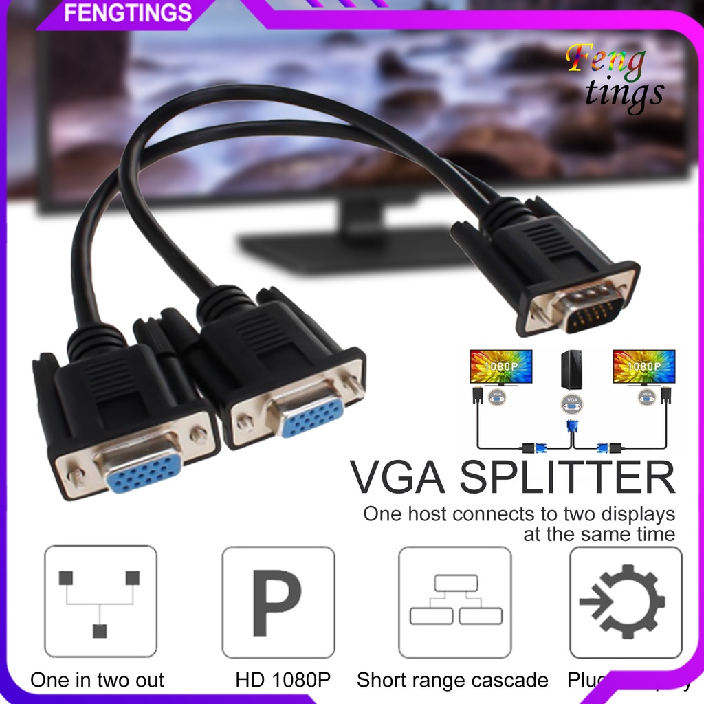 Dây Cáp Chia 2 Cổng VGA Từ 1 Máy Tính Sang 2 Cổng Cắm Cho Laptop Máy Tính Để Bàn