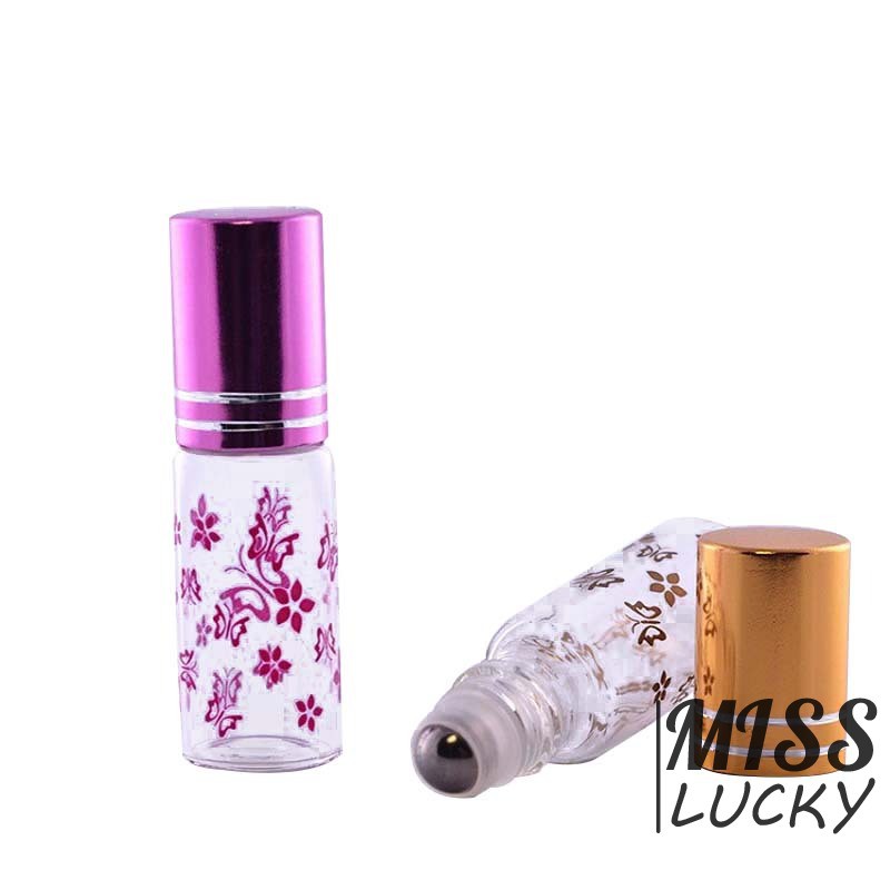 Chai đựng tinh dầu dung tích 5ml chất liệu thép không gỉ và thủy tinh họa tiết bướm xinh xắn