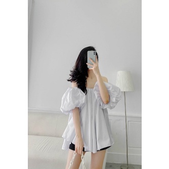 Áo trễ vai bèo tay phồng rộng dễ thương A020