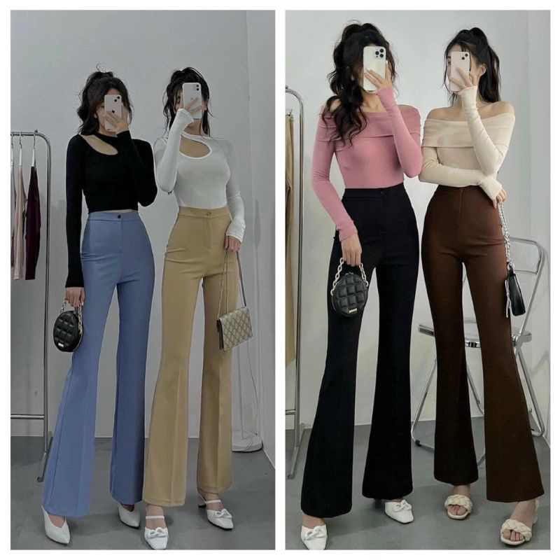 Quần loe cạp cao 1 cúc không túi 801