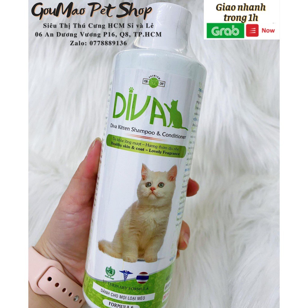 [Chính hãng] Sữa tắm Diva cho mèo chai 400ml - Goumao