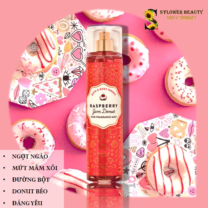 🍰🍩 Xịt Thơm Toàn Thân Bath & Body Works Body Mist - Chocolate Covered Cherry | Coconut Cream Pie | Raspberry Jam Donut | Thế Giới Skin Care