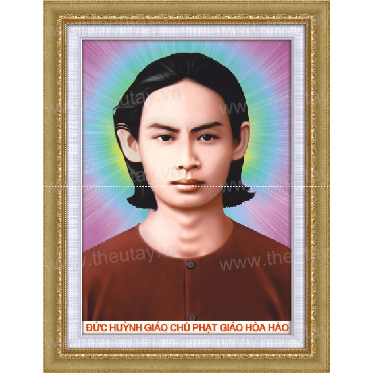 Tranh Đính Đá ABC Đức Huỳnh Giáo Chủ Phật Giáo Hòa Hảo DF385 , D9685  kt:38*50cm