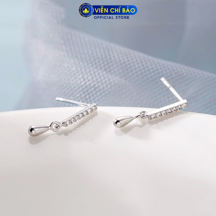 Bông tai bạc nữ giọt nước lấp lánh chất liệu bạc 925 thời trang phụ kiện trang sức nữ Viễn Chí Bảo B400293