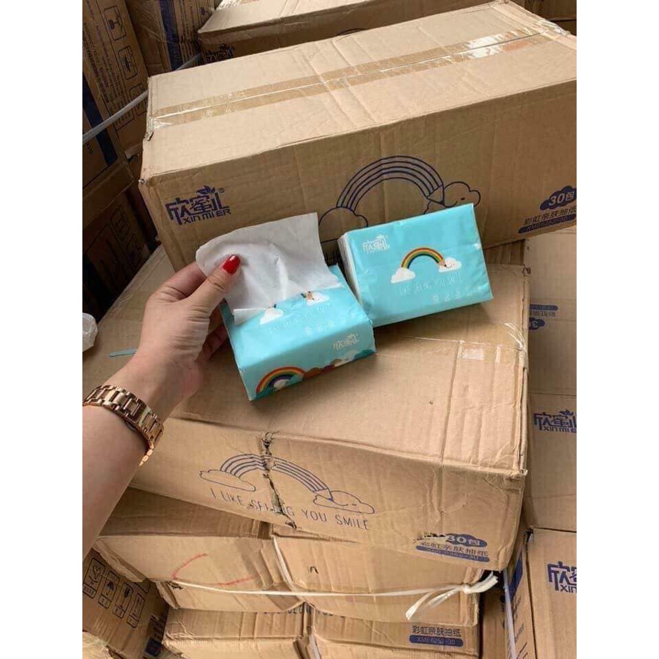 Giấy Ăn Cầu Vồng Siêu Dai Siêu Mềm Mịn . Thùng 30 Gói Chuẩn XINMIER Hàng Loại 1