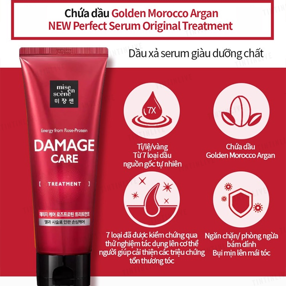 Kem xả ủ dưỡng tóc Mise En Scène Perfect Repair Treatment Pack phục hồi tóc hư tổn 180ml/chai