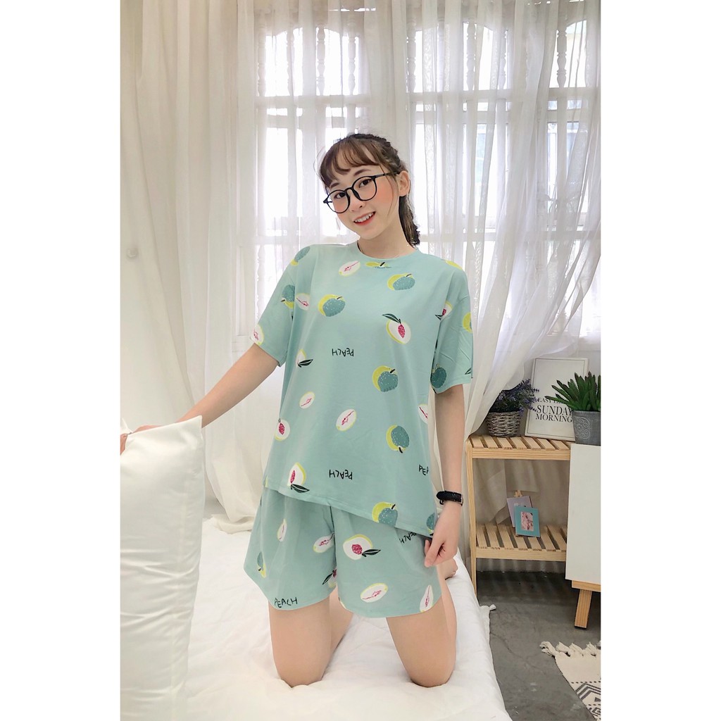 Đồ bộ nữ cộc tay - mặc nhà - chất thun sữa mềm mại co giãn | BigBuy360 - bigbuy360.vn