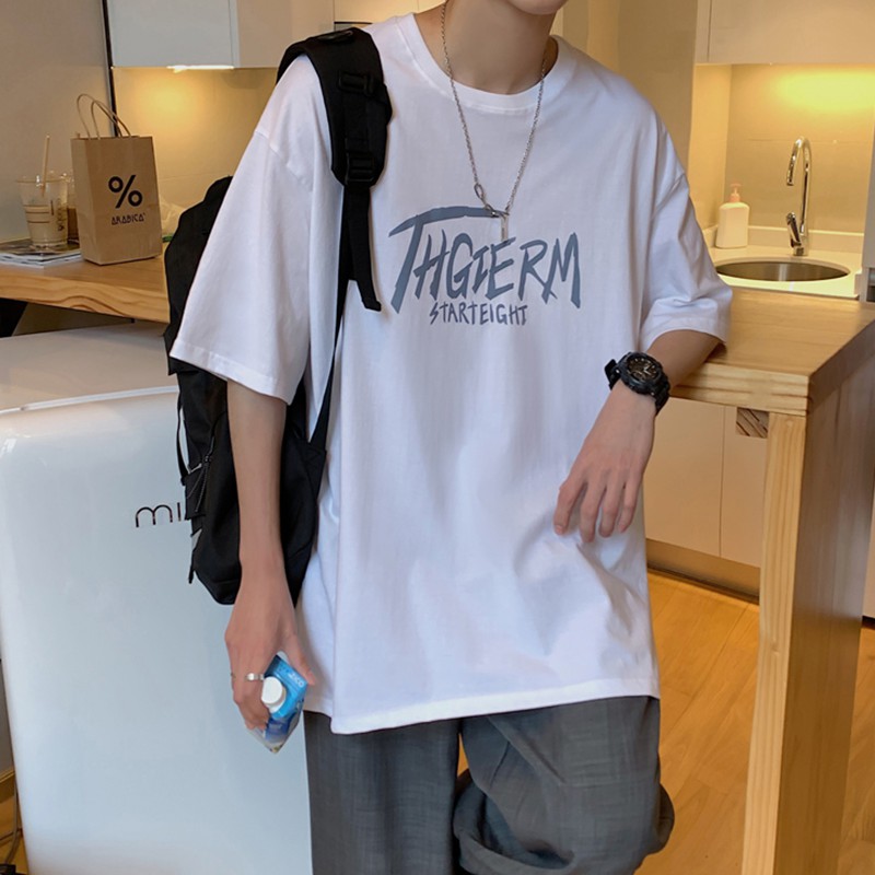 Áo phông unisex nam nữ form rộng tay lỡ thun teen cổ tròn oversize cotton THGIERM giá rẻ màu đen trắng tee SamMy96 Shop