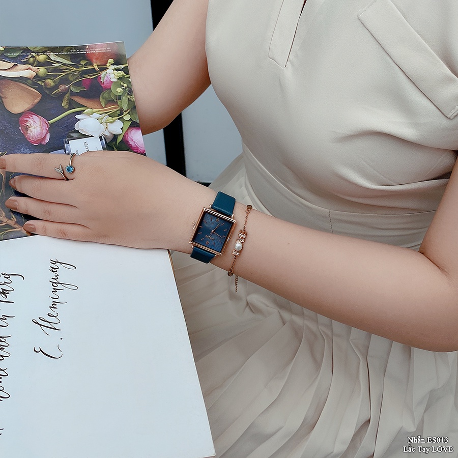 Đồng Hồ Nữ JA-1335C Julius Dây Da Hàn Quốc (Xanh Dương)