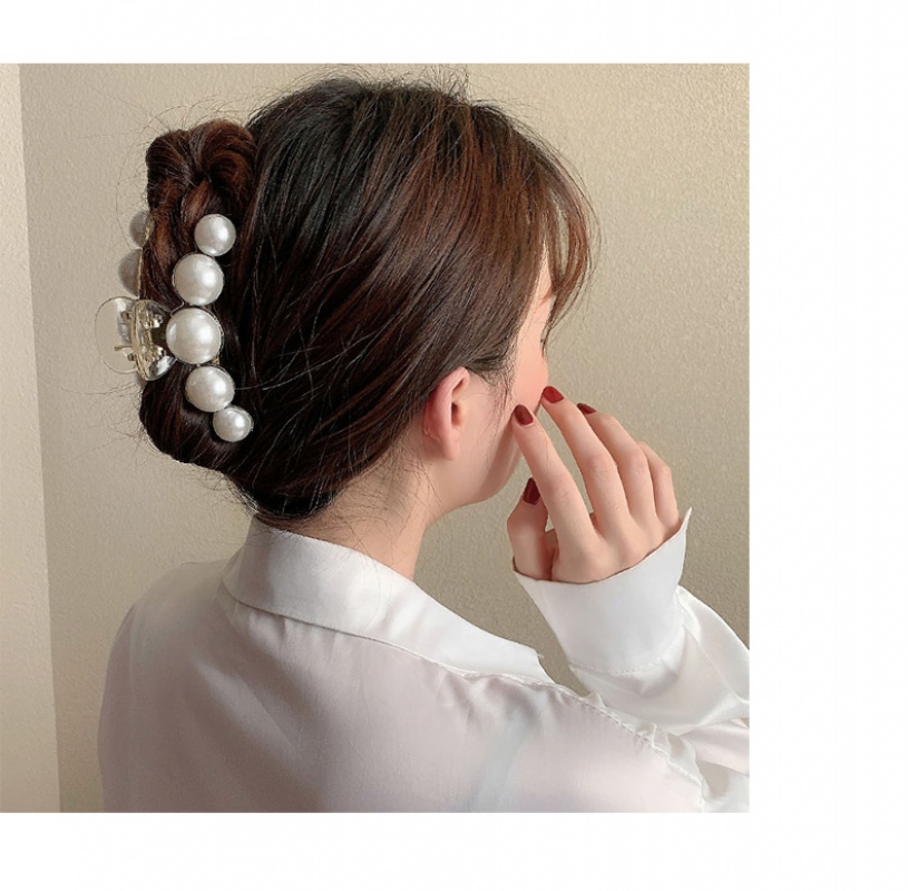 Kẹp Tóc Kim Loại Hình Cá Mập Đính Ngọc Trai