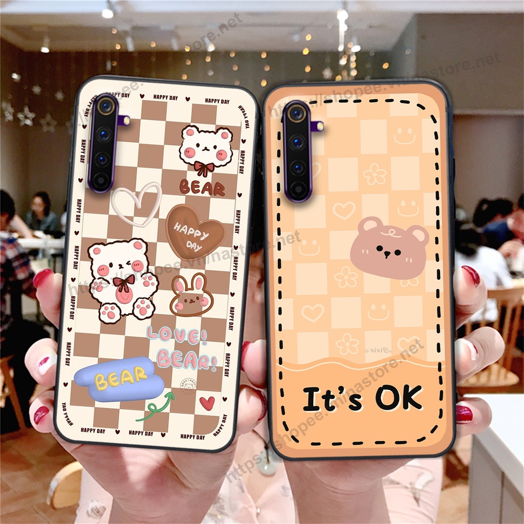 Ốp lưng Realme 6 / Realme 6 Pro trái tim hình gấu cute cá tính, giá rẻ, cực bền