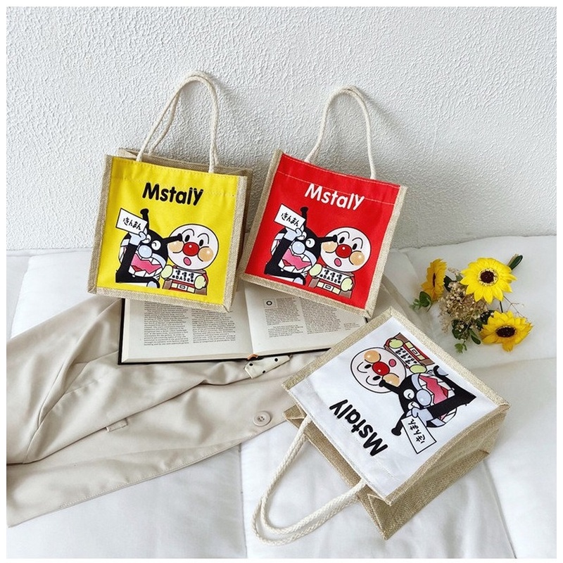Túi tote Vải Lanh mini In Họa Tiết Hoạt Hình Phong Cách Nhật Bản Thời Trang Cho Nữ