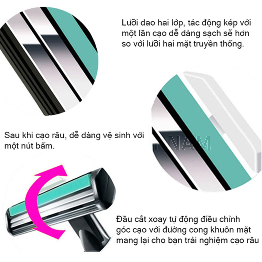 Dao Cạo Râu Combo 36 Lưỡi Dao Kép Tặng Kèm Tuýp Kem Tạo Bọt - CAORAU36L