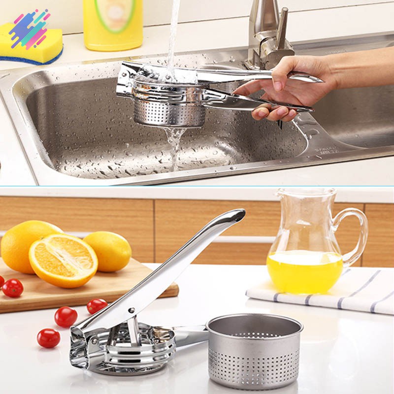 Dụng cụ ép nước chanh/nghiền nhuyễn khoai tây cầm tay bằng thép không gỉ
