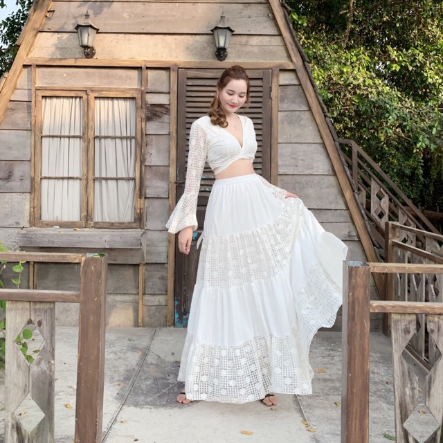 ‼️‼️SET MAXI TAY LOE PHỐI REN TÙNG NỐI RỘNG