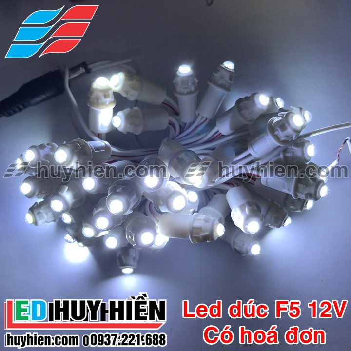 Led đúc F5 12V bọc nhựa 9mm đầu trong ngoài trời các màu