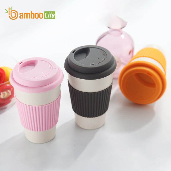 Cốc uống nước sợi tre Bamboo Life BL018 430ml chống trơn trượt, chống vỡ dễ thương, tiện dụng