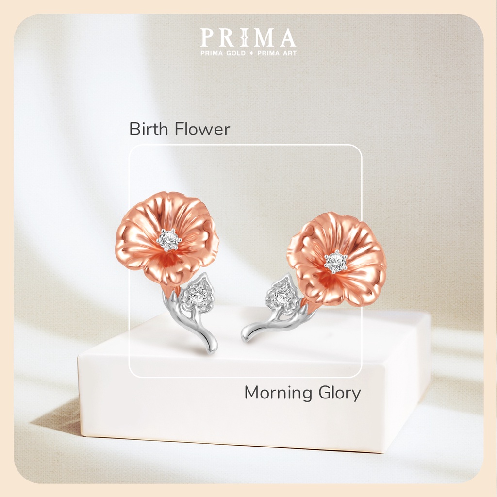 PRIMA Bông Tai Kim Cương - Vàng 9K - Hoa Bìm Bìm Tháng 9 - Birth Flower - 991E1391