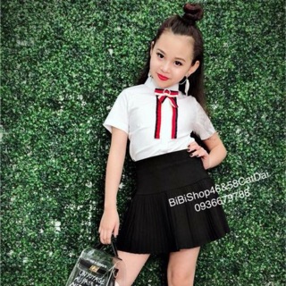 Set áo trắng váy đen cho bé gái