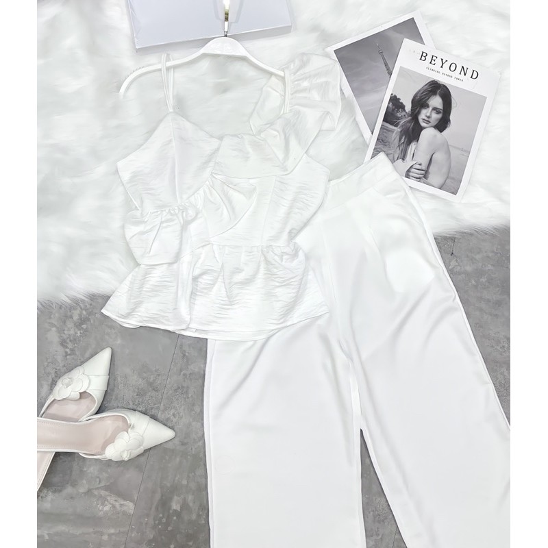 SNU168 - SET NỮ ÁO TRẮNG BÈO VAI DÂY QUẦN ỐNG SỚ | BigBuy360 - bigbuy360.vn