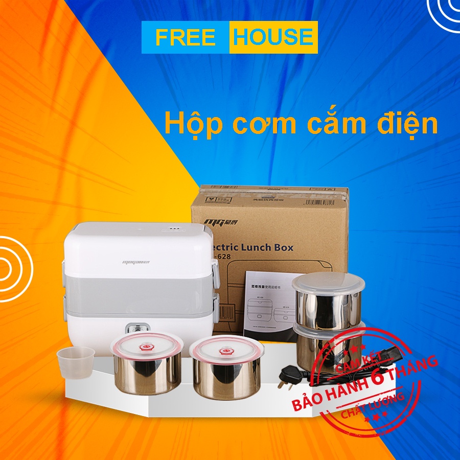 Hộp Cơm Điện Đa Năng Hâm Nóng Và Tự Nấu Chín Thức Ăn Với 4 Ngăn Inox