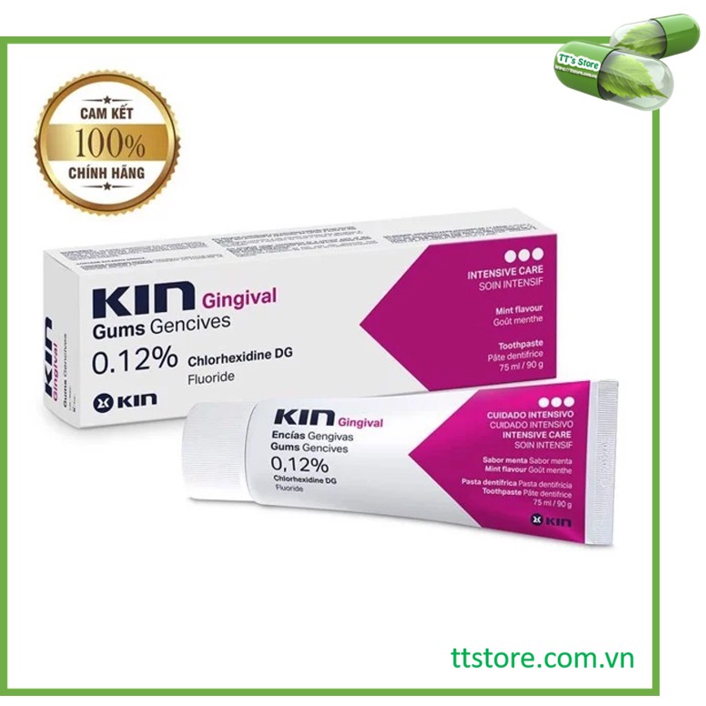 Kem đánh răng KIN Gingival 75ml - Chlorhexidine - Hỗ trợ ngăn ngừa viêm nướu