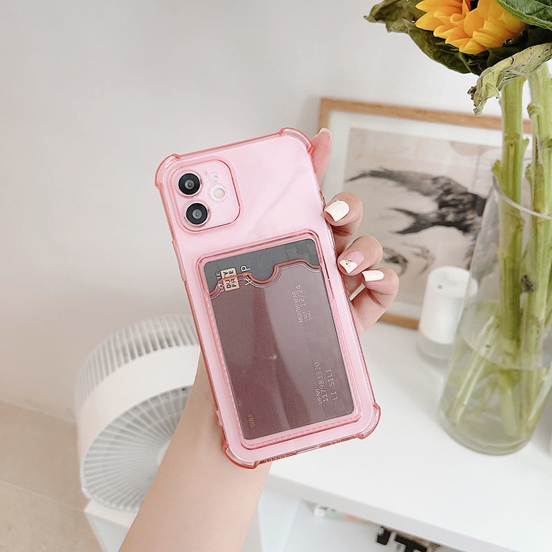 Ốp điện thoại bằng silicon trong suốt kèm ngăn đựng thẻ cho iPhone 12 Pro Max 12 Mini 11 Pro Max XR XS MAX X 8 7 plus 6s Plus | BigBuy360 - bigbuy360.vn