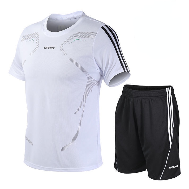 Bộ Đồ Thể Thao Áo Thun Tay Ngắn Phối Quần Short Vải Khô Thoáng Nhanh Thời Trang Cho Nam