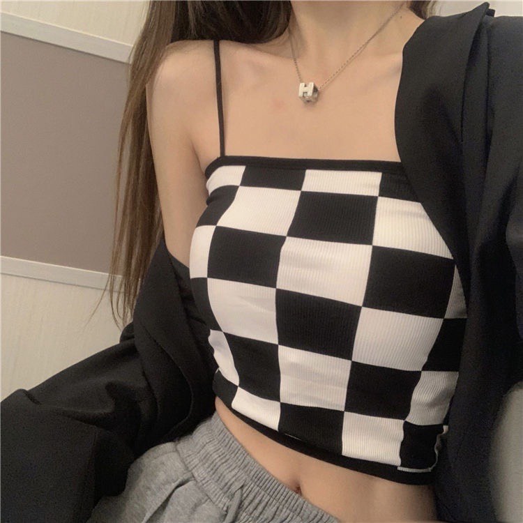 Áo Croptop Lụa Caro Có Đệm Mút Mỏng Cực Xinh Cá Tính Cho Nàng OTIS - 608