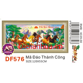 Tranh đính đá ngựa MÃ ĐÁO THÀNH CÔNG.Kích thước: 120x55cm